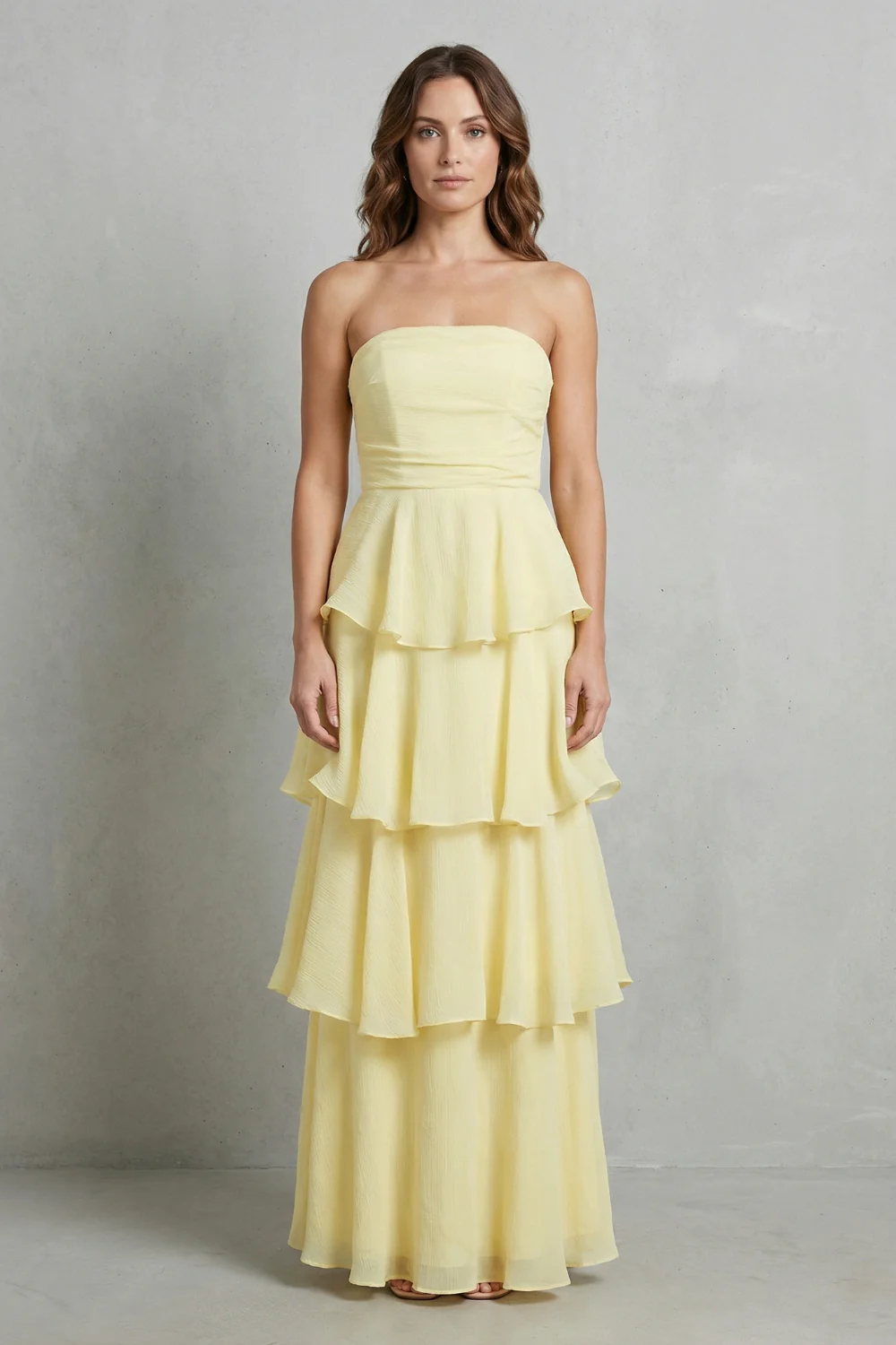 Margaret – Soft cascading layers – Strapless tiered maxi dress - Image 2