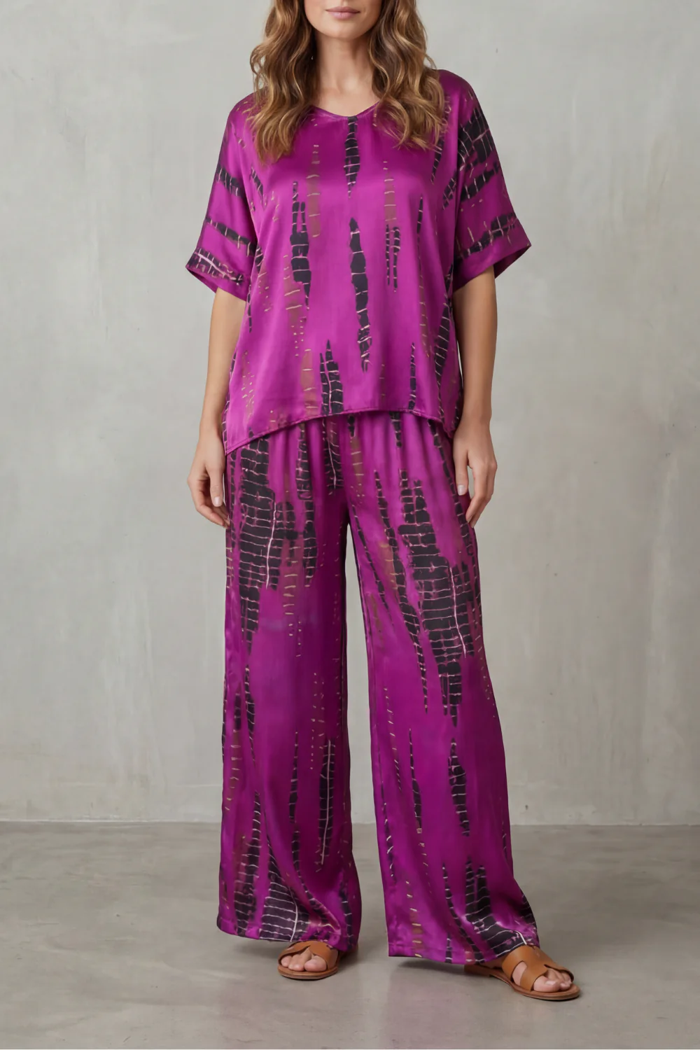Marie – Abstract Print Detail – Wide-Leg Lounge Set - Image 5
