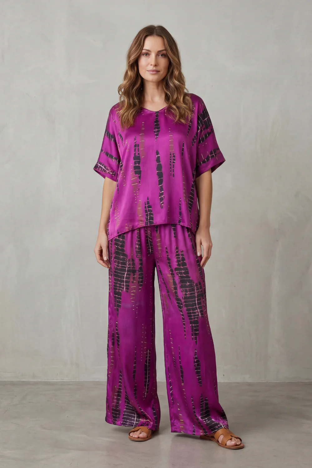 Marie – Abstract Print Detail – Wide-Leg Lounge Set - Image 6