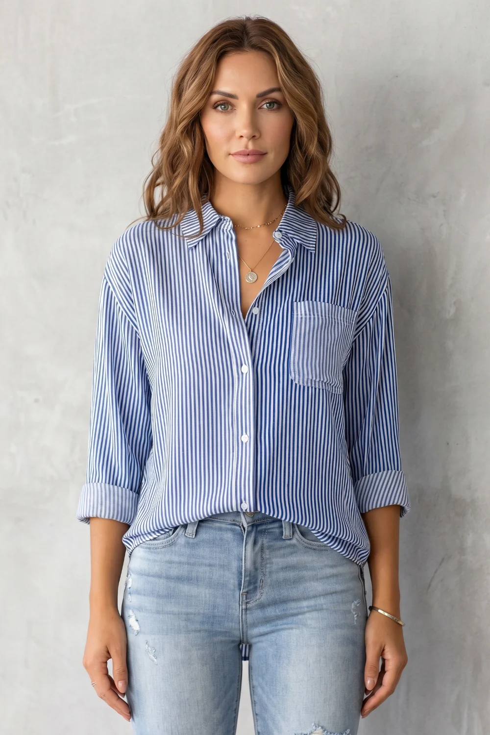 Marinelle – Classic striped pattern – Button-up shirt - Image 2