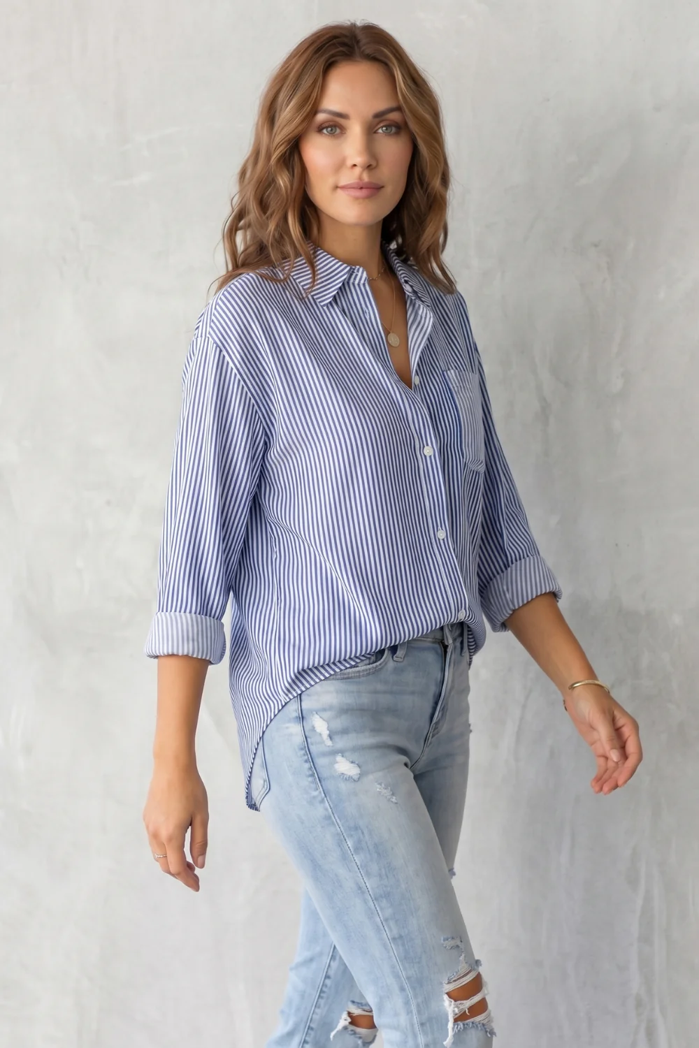 Marinelle – Classic striped pattern – Button-up shirt - Image 3