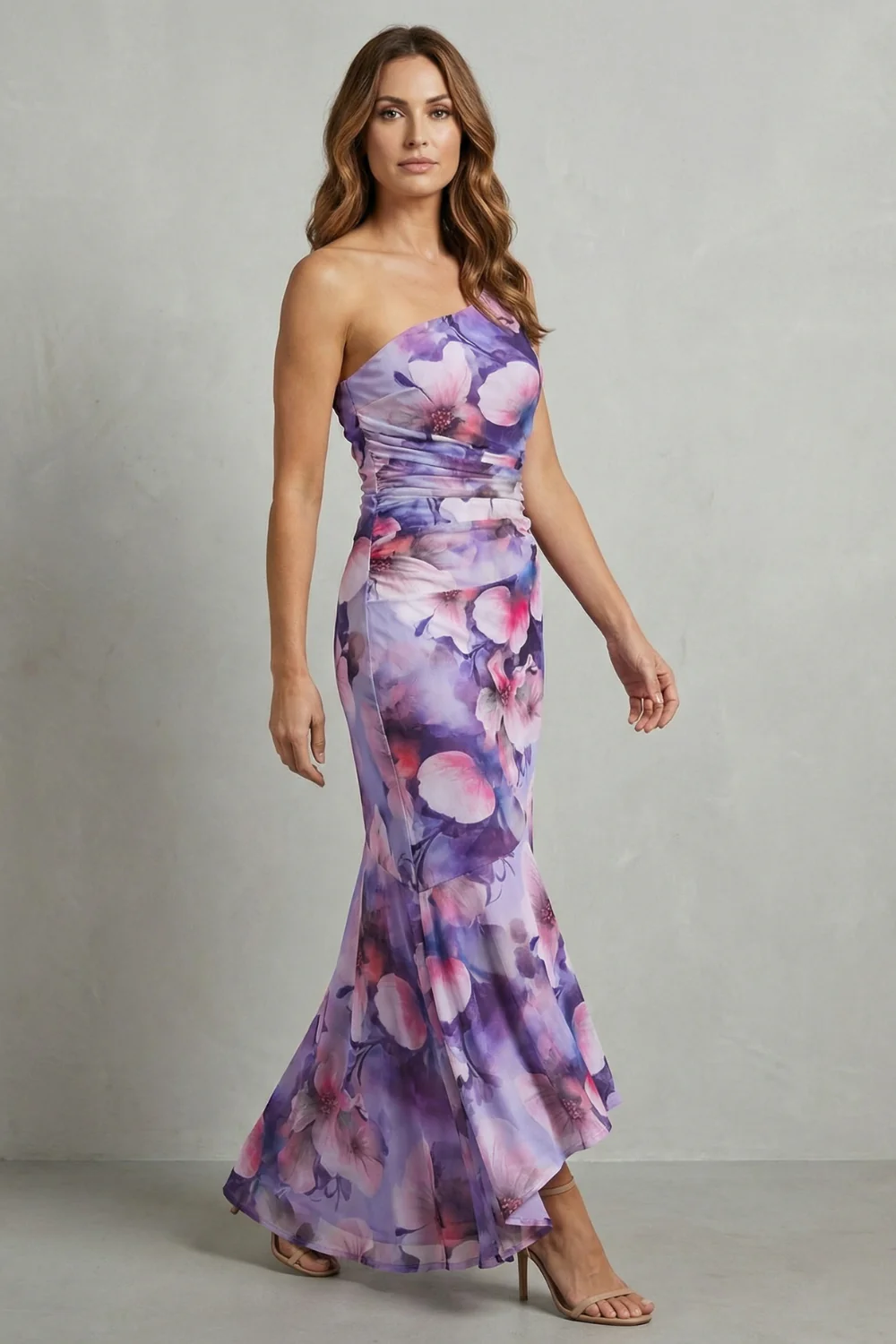 Marissa – Floral elegance – Women’s One-Shoulder Maxi Dress - Image 3