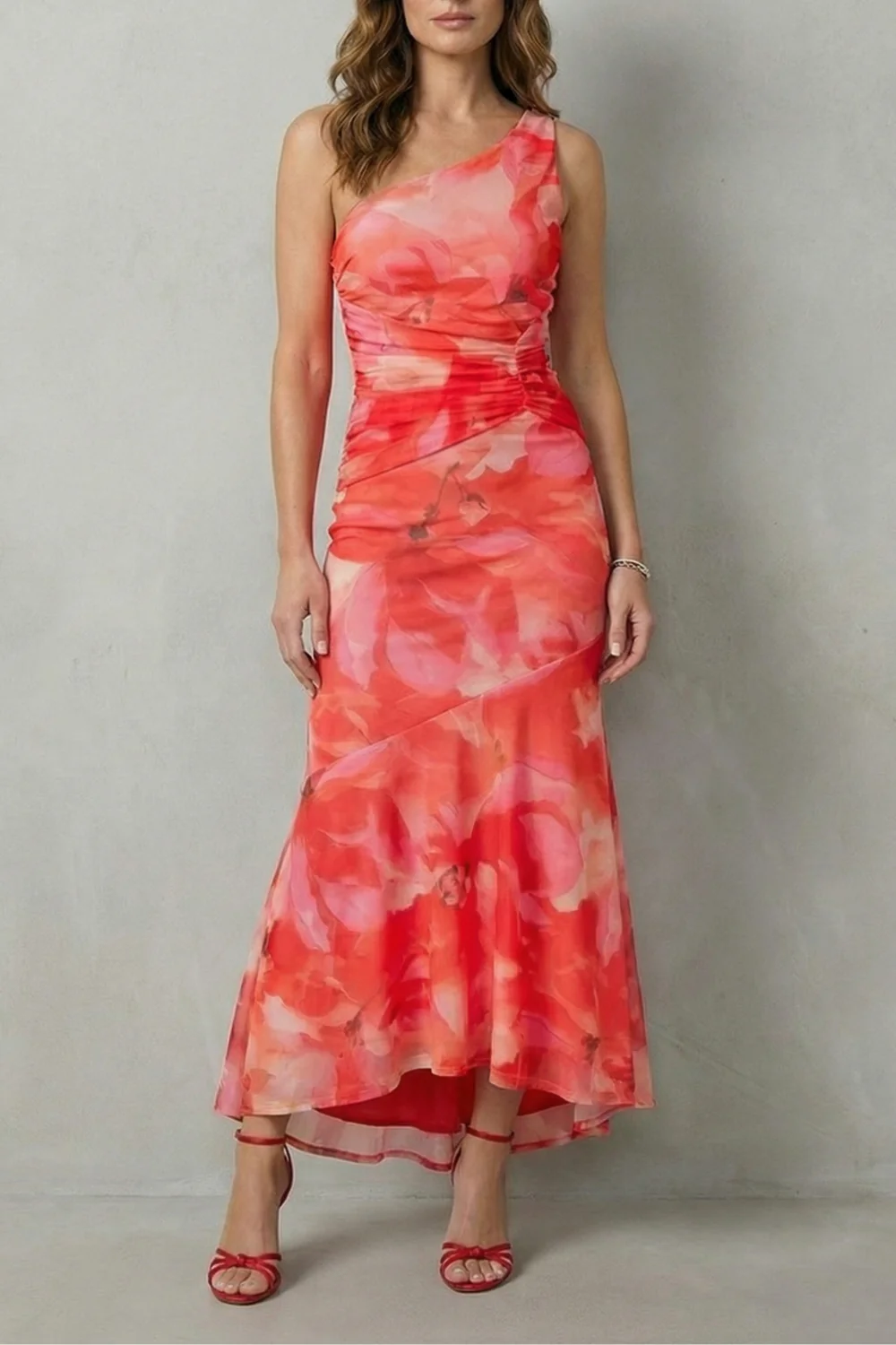 Marissa – Floral elegance – Women’s One-Shoulder Maxi Dress - Image 7
