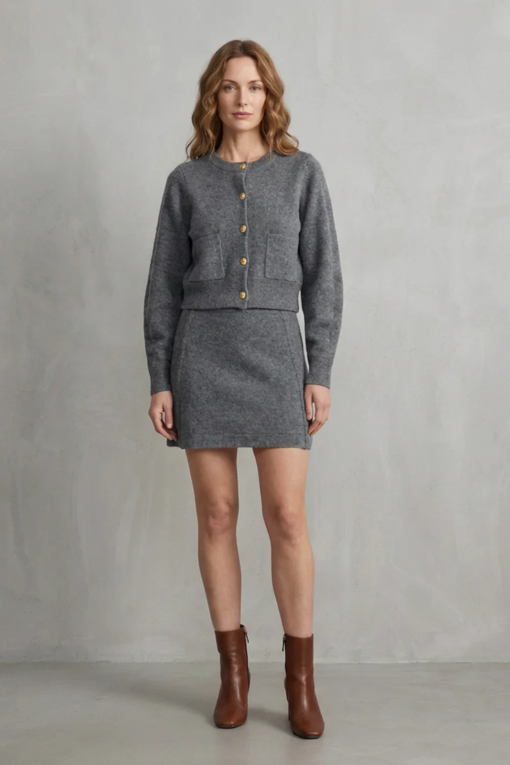 Marzella – Gold button knit – Two-piece skirt set - Image 6