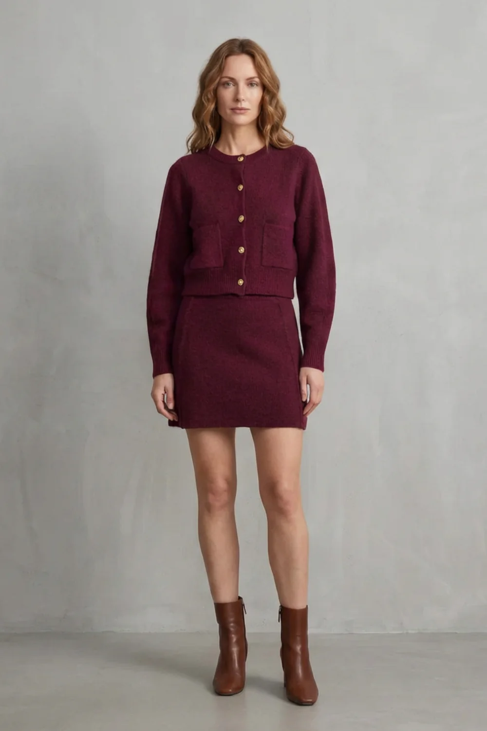 Marzella – Gold button knit – Two-piece skirt set - Image 8