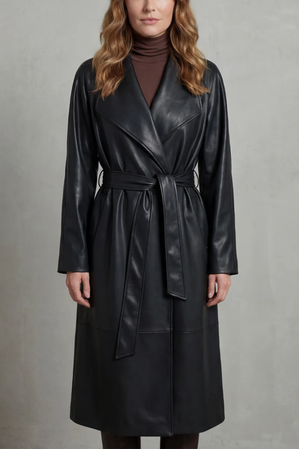 Marzienne – Waist-cinching silhouette – Faux leather trench coat - Image 5