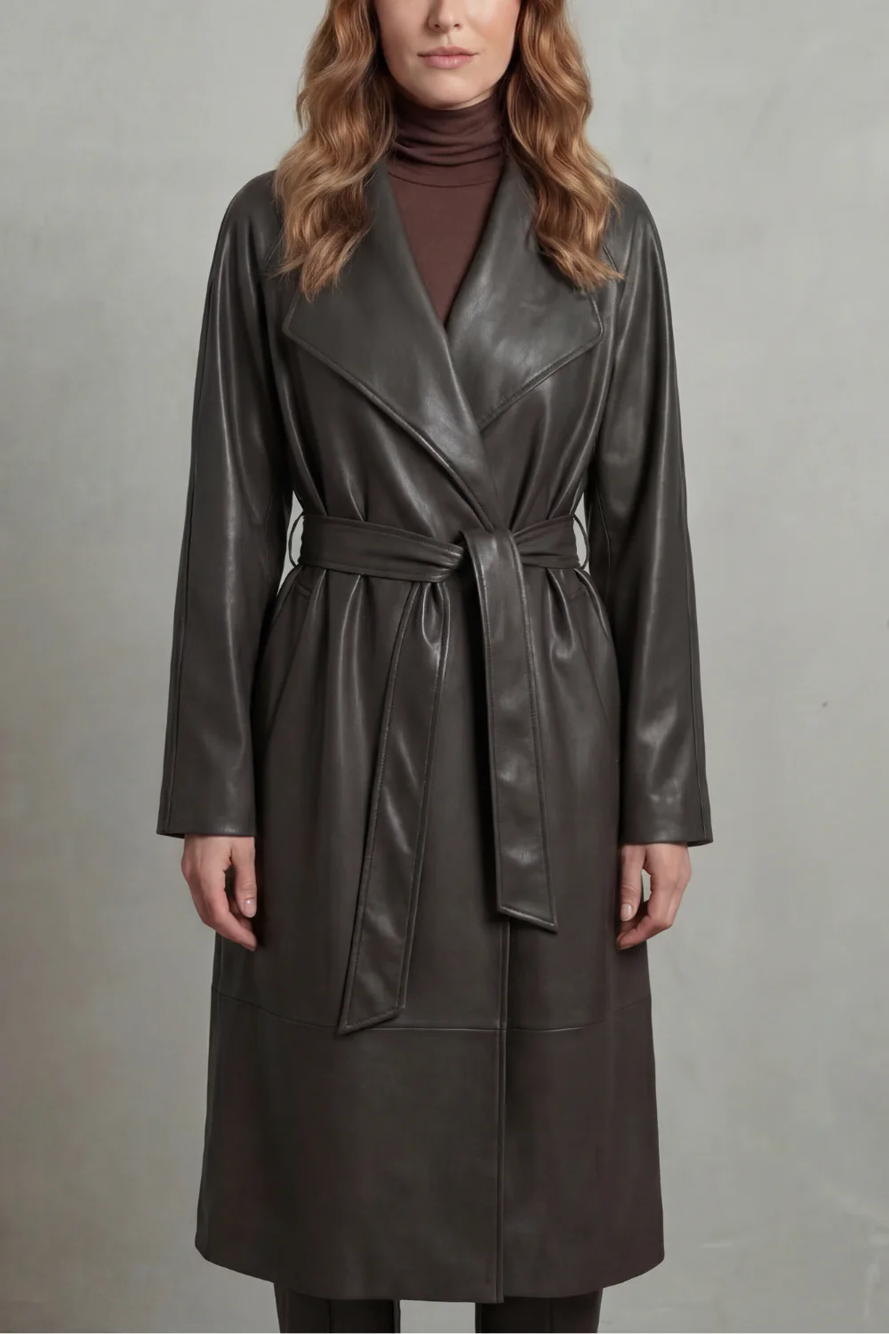 Marzienne – Waist-cinching silhouette – Faux leather trench coat - Image 7
