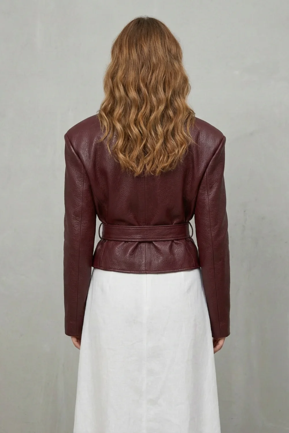 Mirella – Faux Leather Belted Blazer – Sculpted Modern Jacket - Image 4