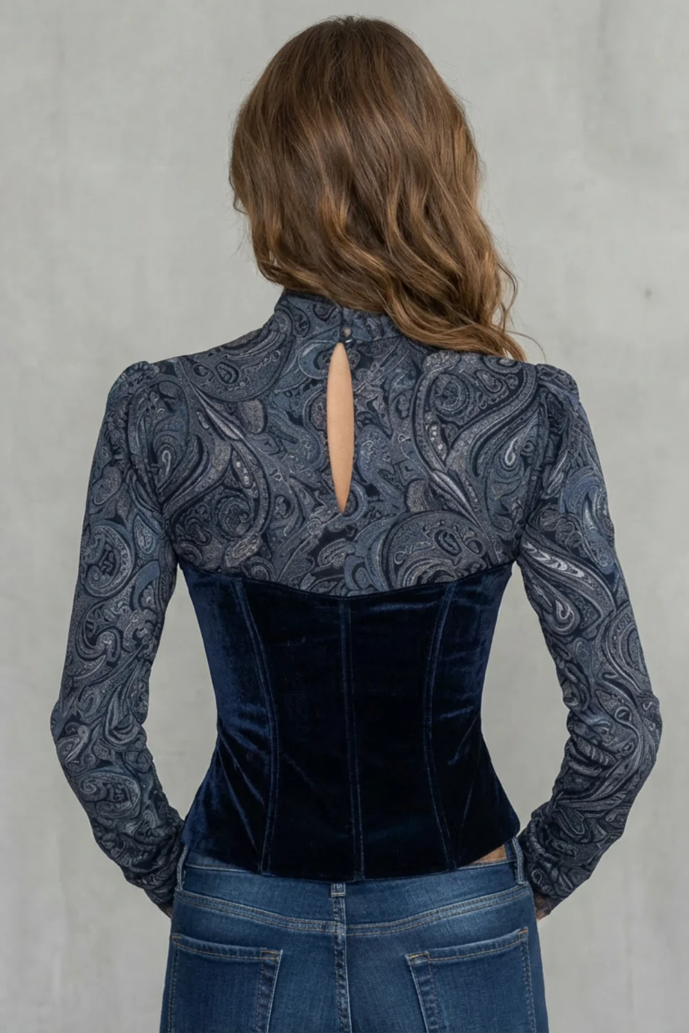 Mirevelle – Baroque lace detail – Velvet paisley top - Image 4