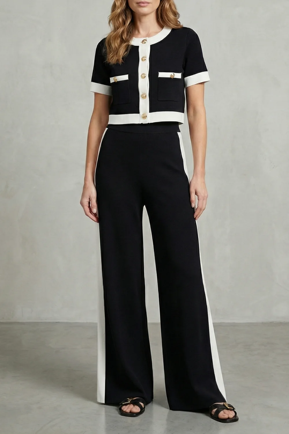 Montrielle – Contrast trim elegance – Two piece set
