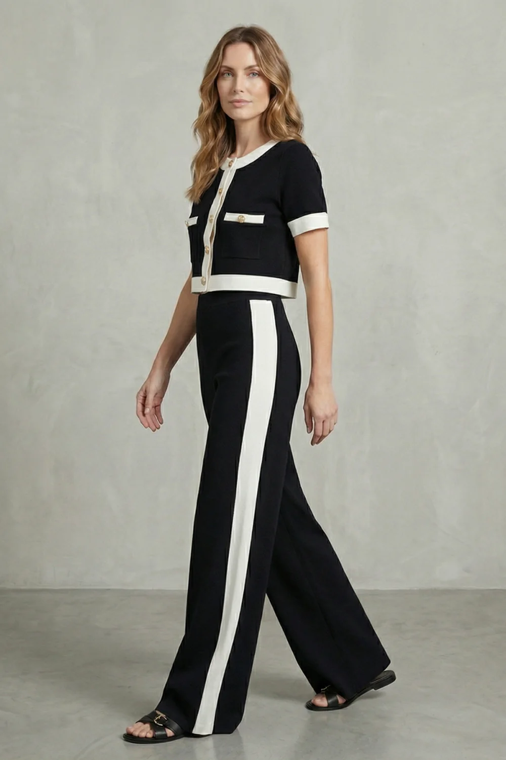 Montrielle – Contrast trim elegance – Two piece set - Image 3