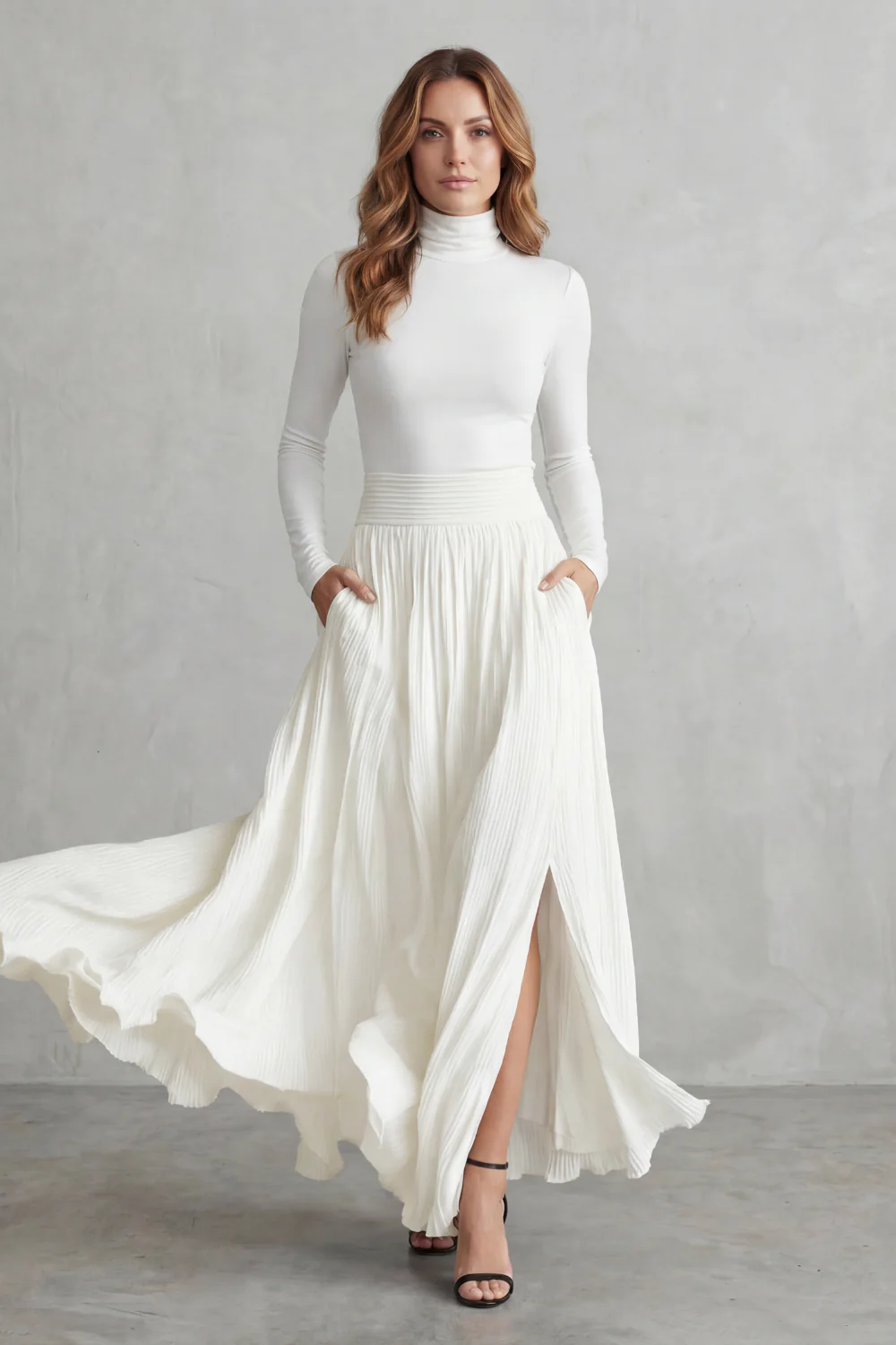 Neravelle – Pleated flow silhouette – Two-piece turtleneck set - Image 10