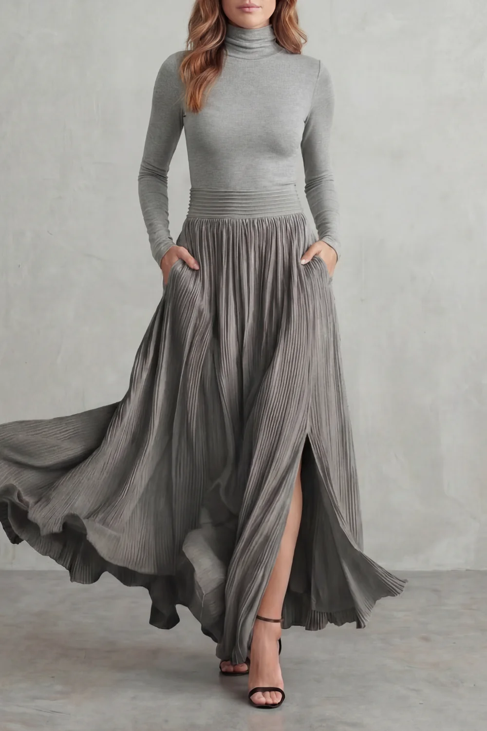 Neravelle – Pleated flow silhouette – Two-piece turtleneck set - Image 5