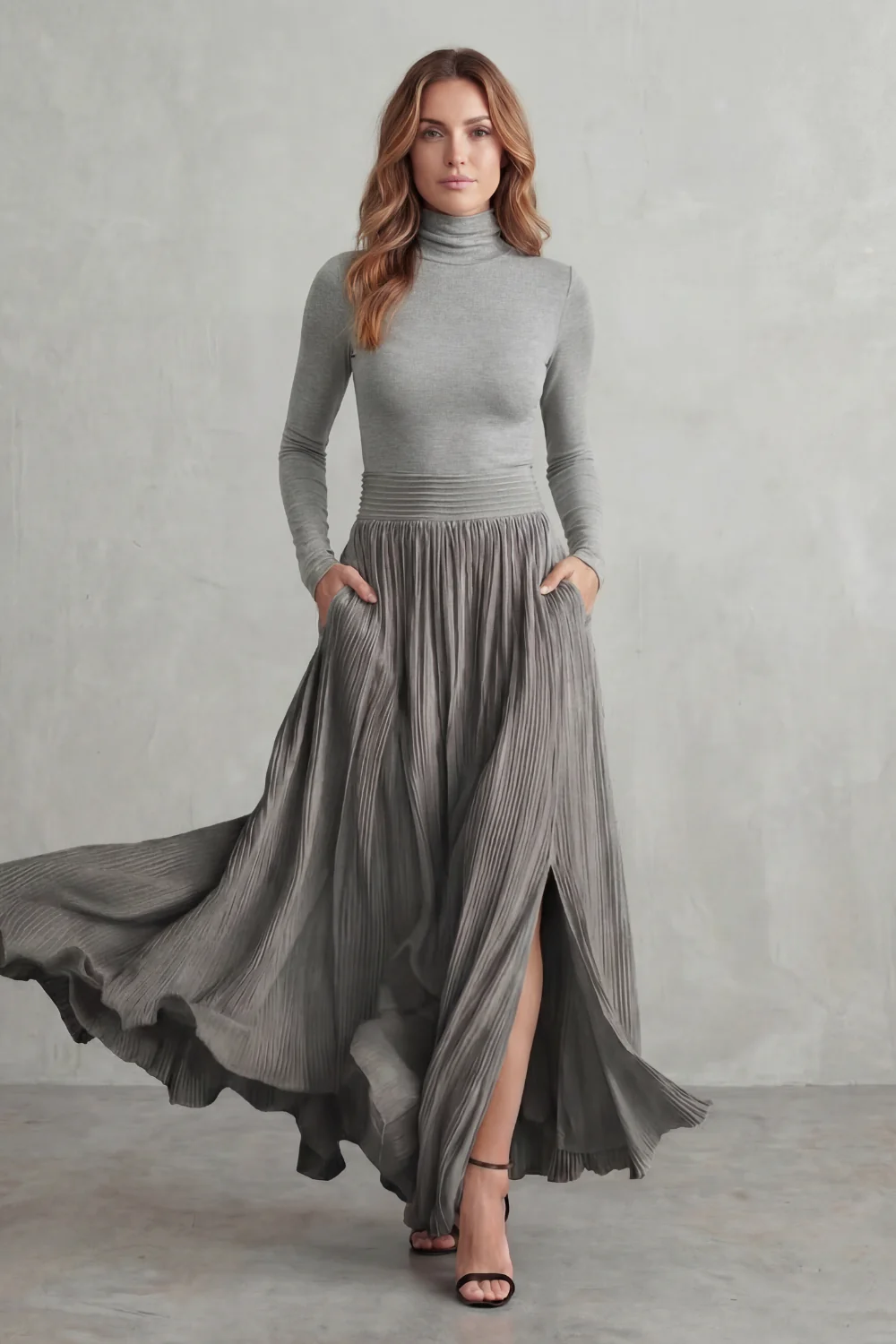 Neravelle – Pleated flow silhouette – Two-piece turtleneck set - Image 6