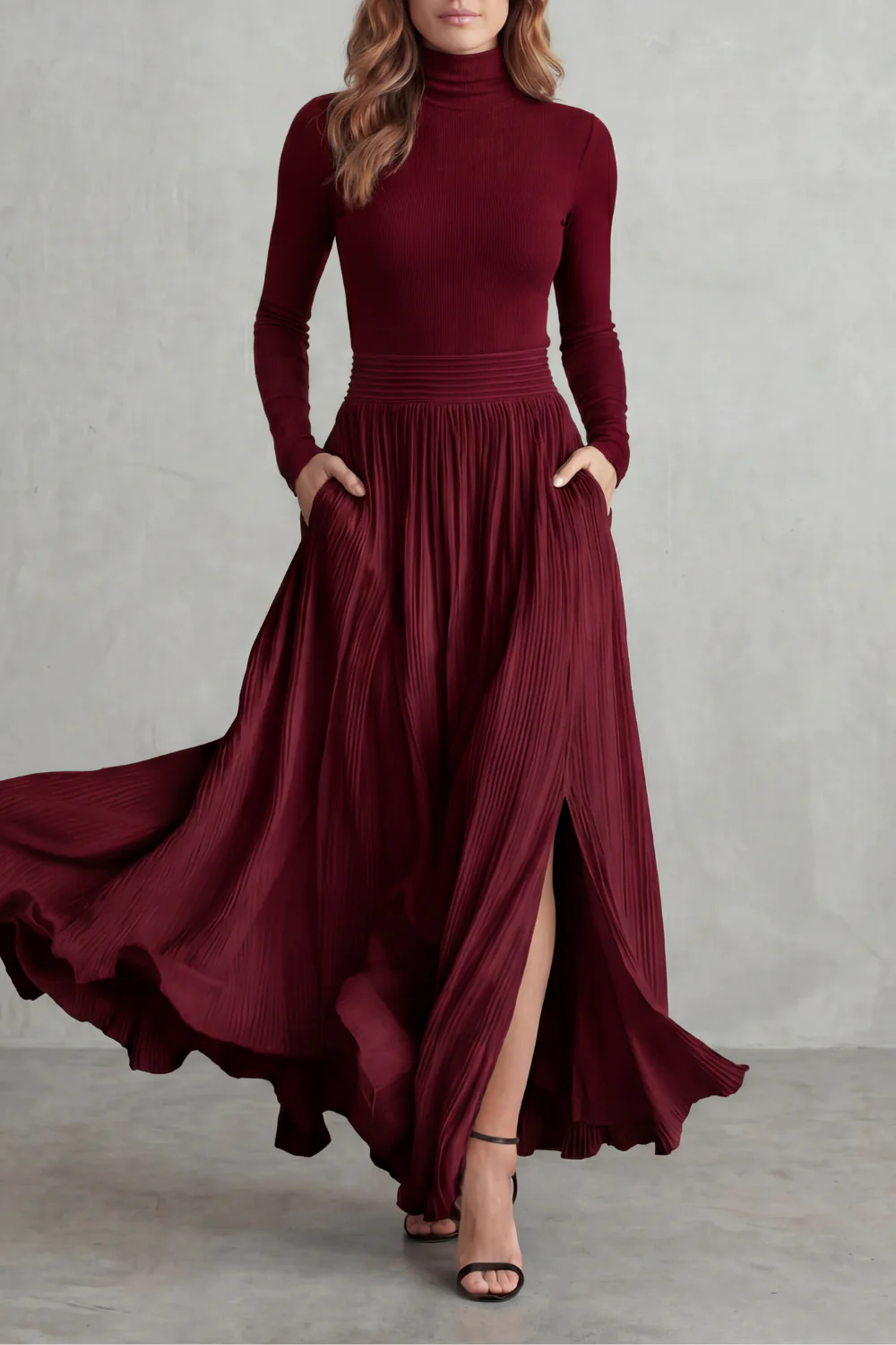 Neravelle – Pleated flow silhouette – Two-piece turtleneck set - Image 7