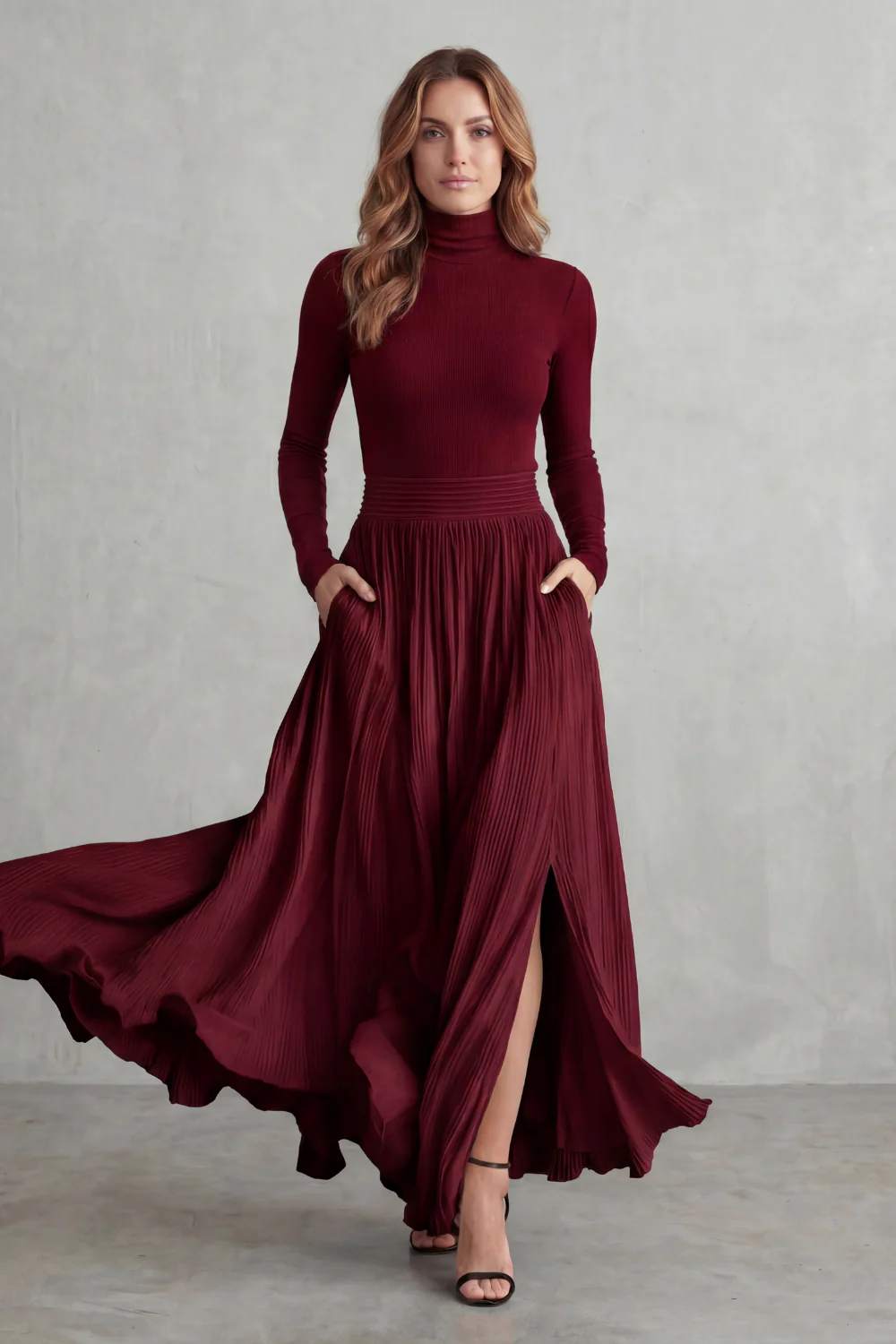 Neravelle – Pleated flow silhouette – Two-piece turtleneck set - Image 8