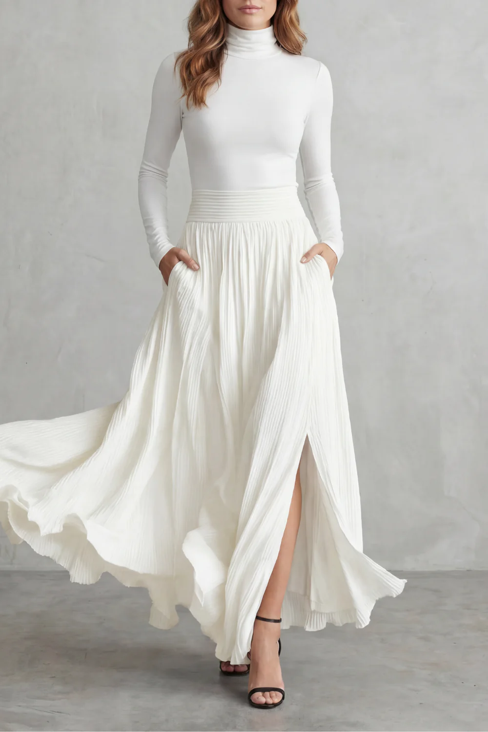 Neravelle – Pleated flow silhouette – Two-piece turtleneck set - Image 9