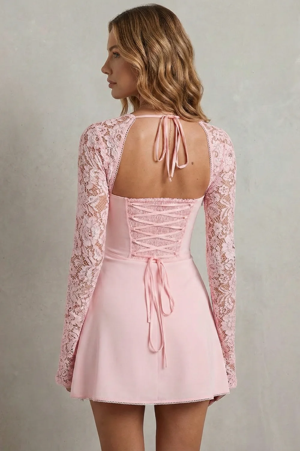 Noemira – Lace sleeve allure – Mini dress - Image 4