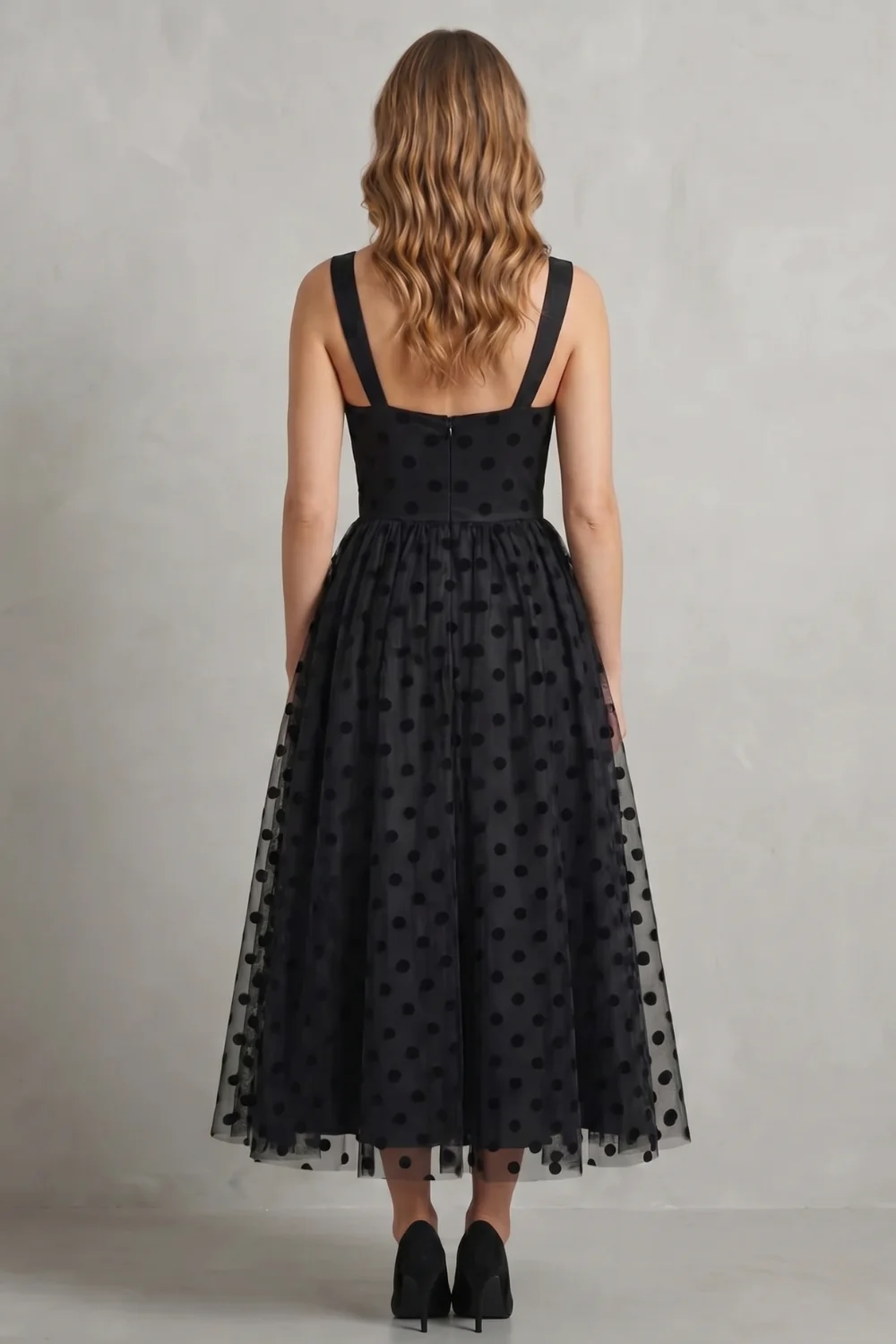 Noirabelle – Polka dot mesh elegance – Midi dress - Image 4