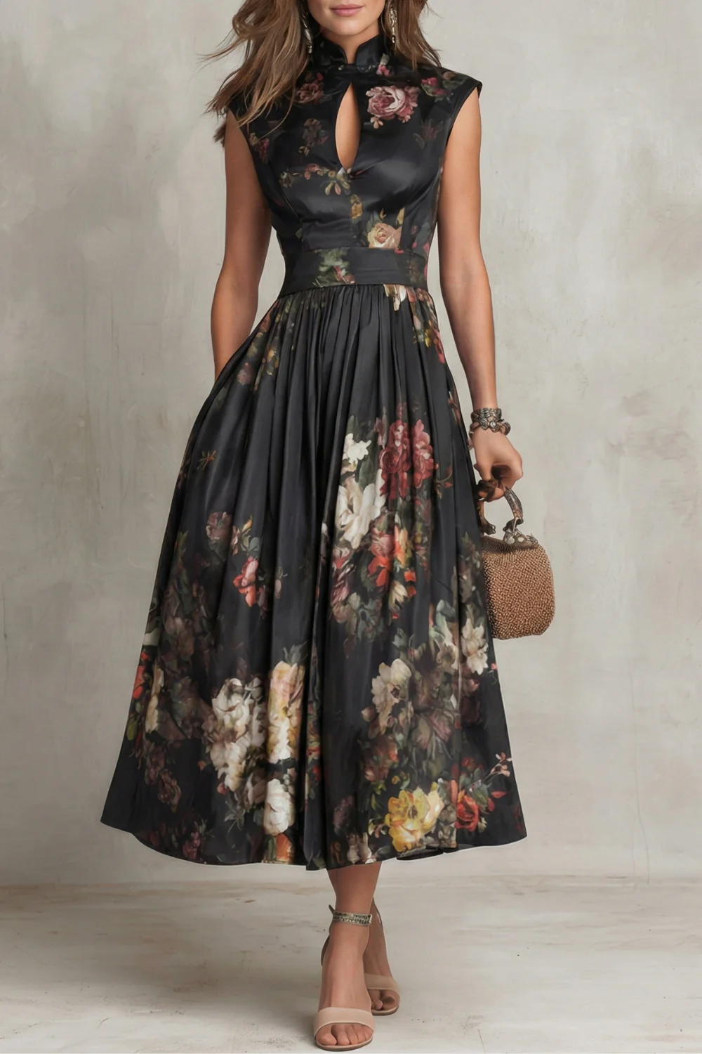 Noirelle – Vintage floral elegance – Midi dress