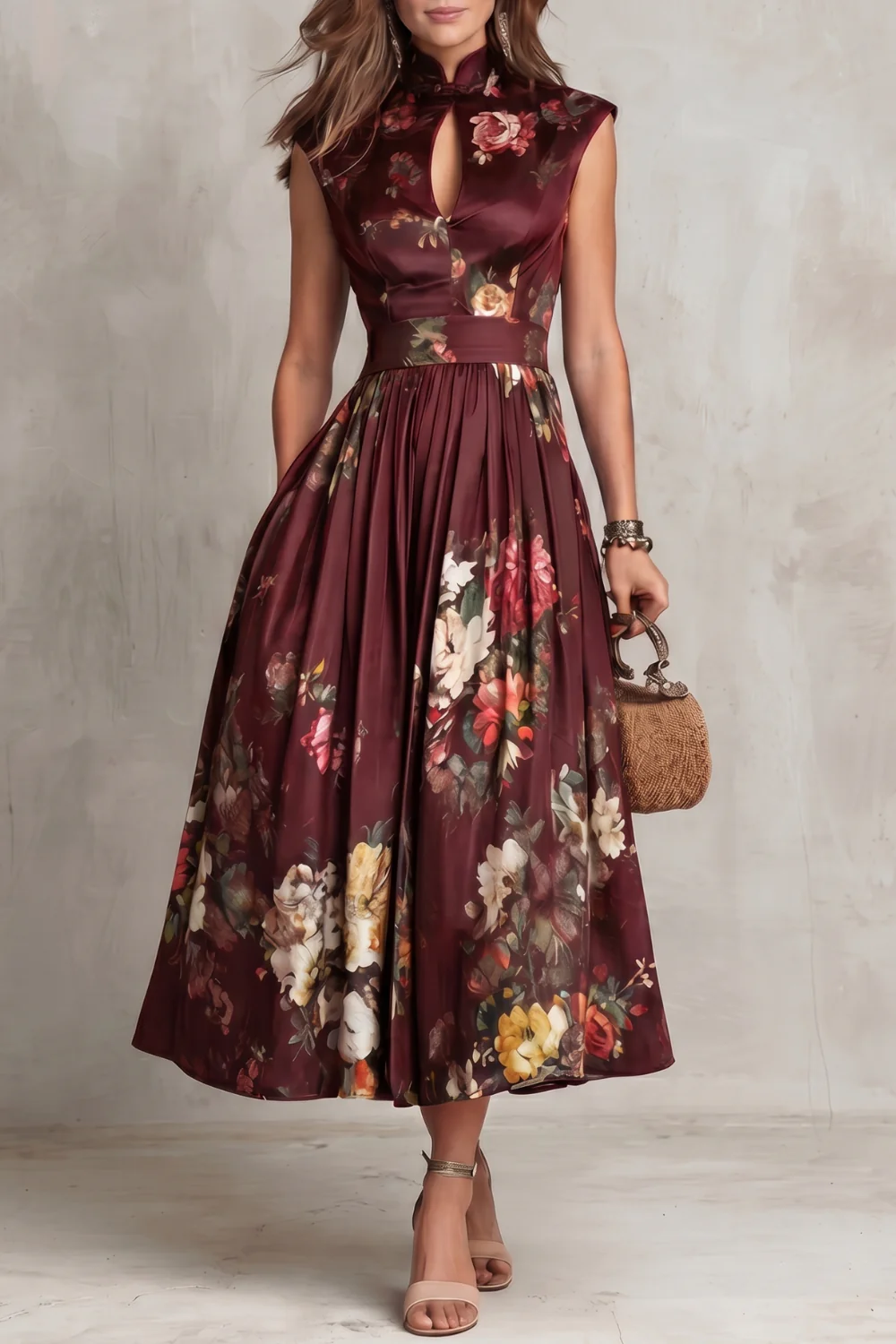 Noirelle – Vintage floral elegance – Midi dress - Image 13