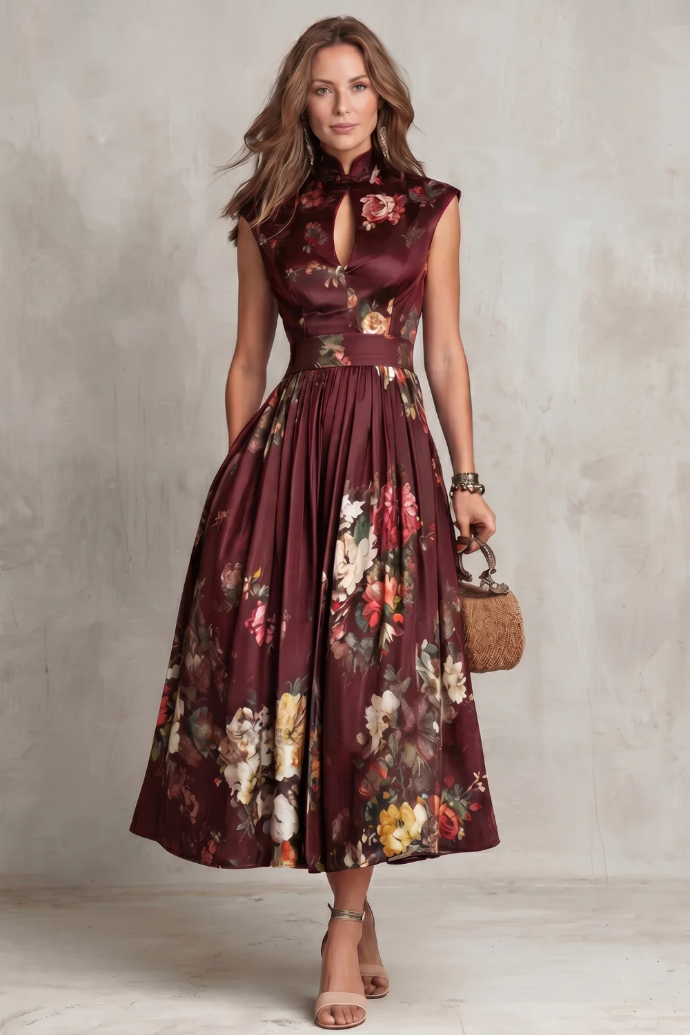 Noirelle – Vintage floral elegance – Midi dress - Image 14