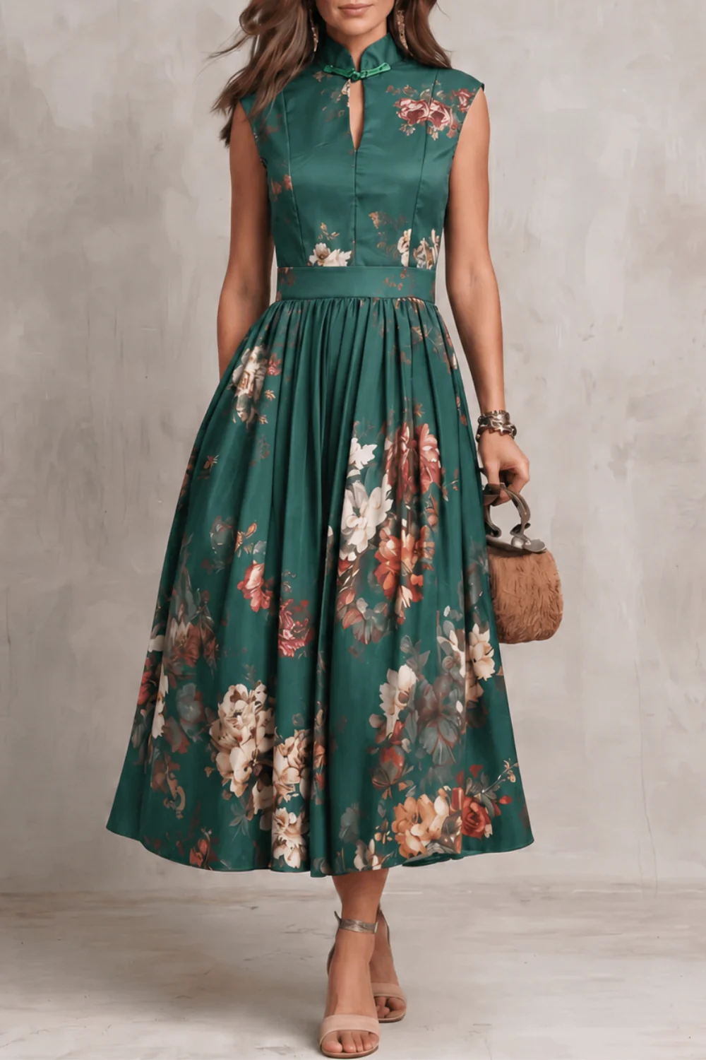 Noirelle – Vintage floral elegance – Midi dress - Image 15