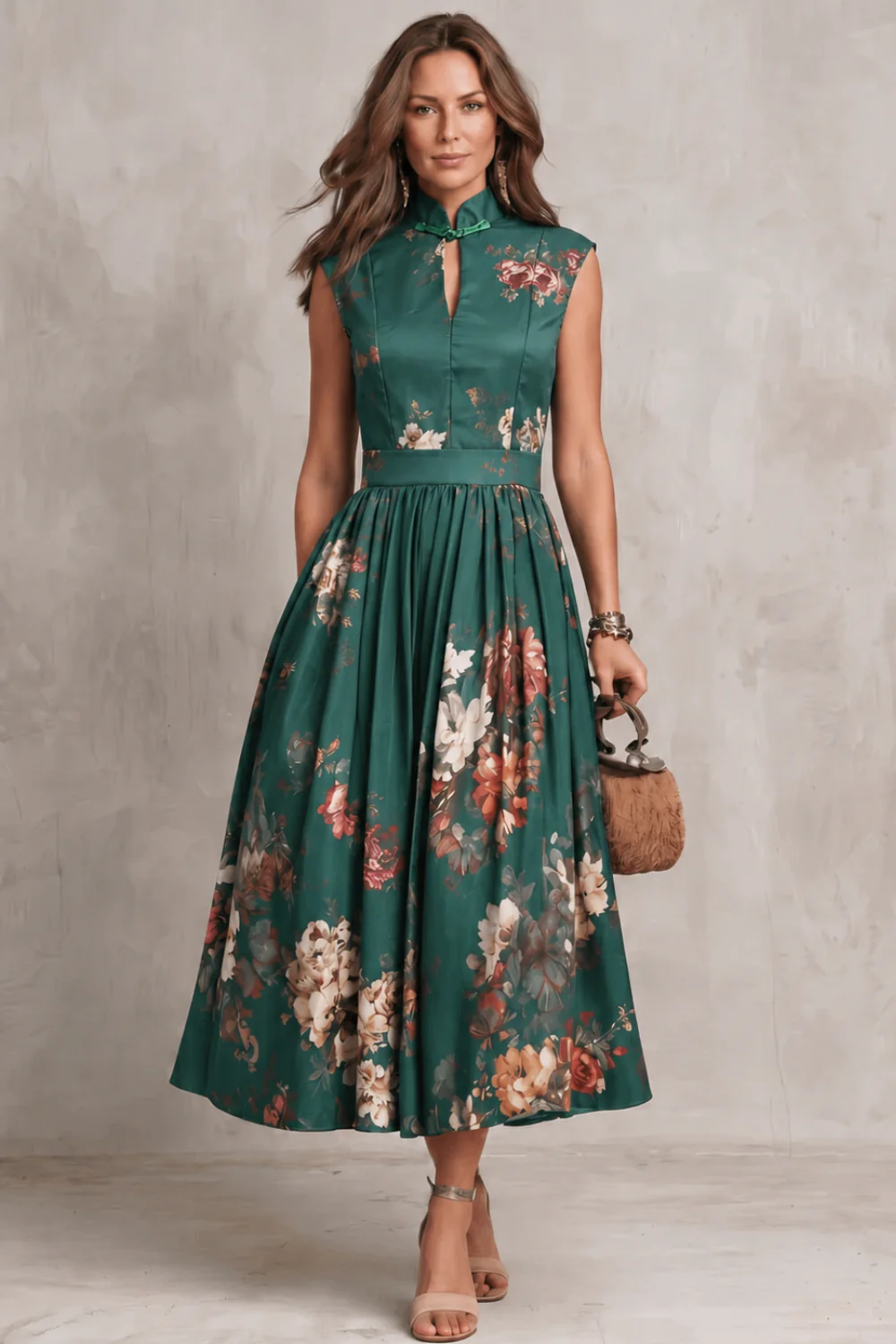 Noirelle – Vintage floral elegance – Midi dress - Image 16