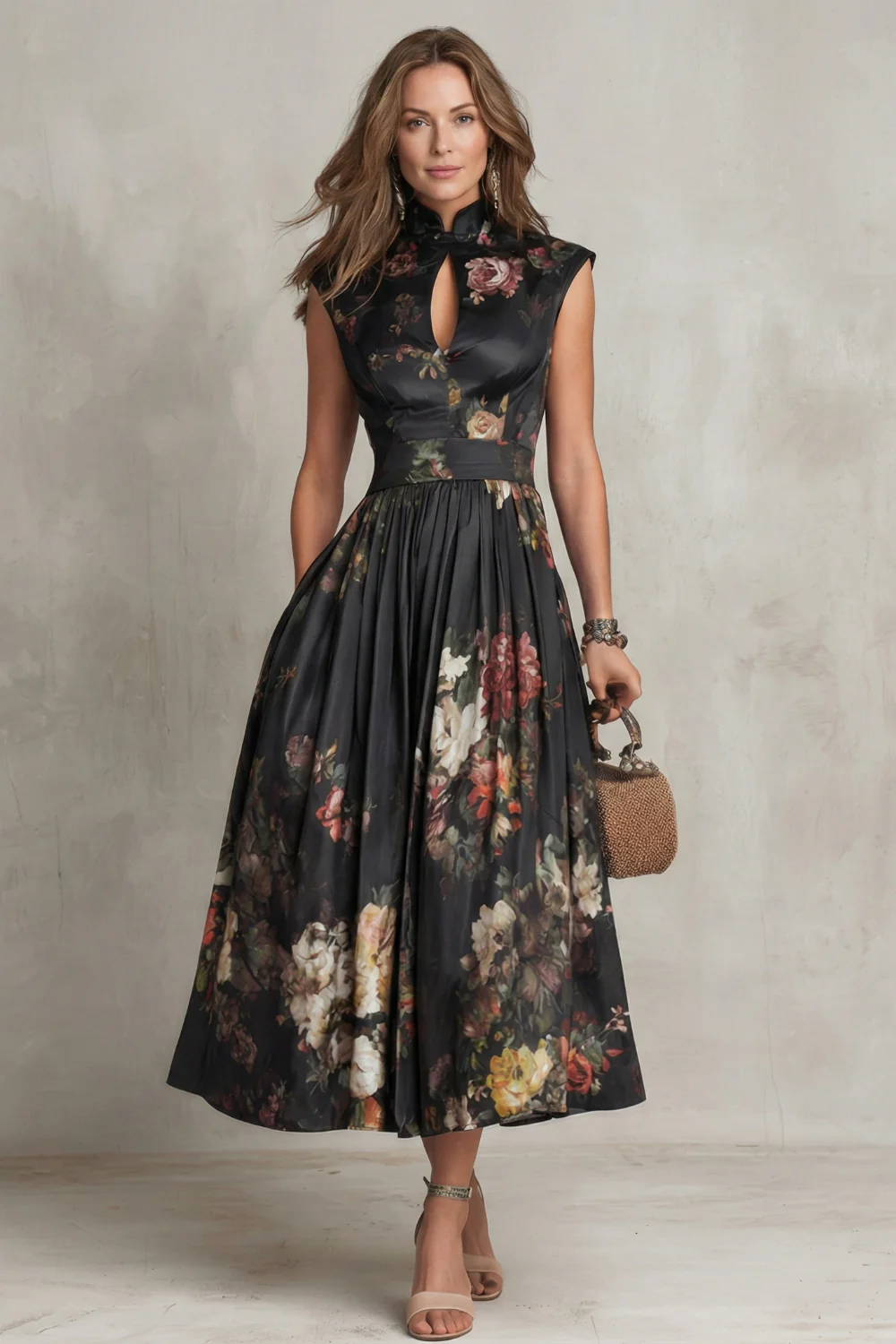 Noirelle – Vintage floral elegance – Midi dress - Image 2
