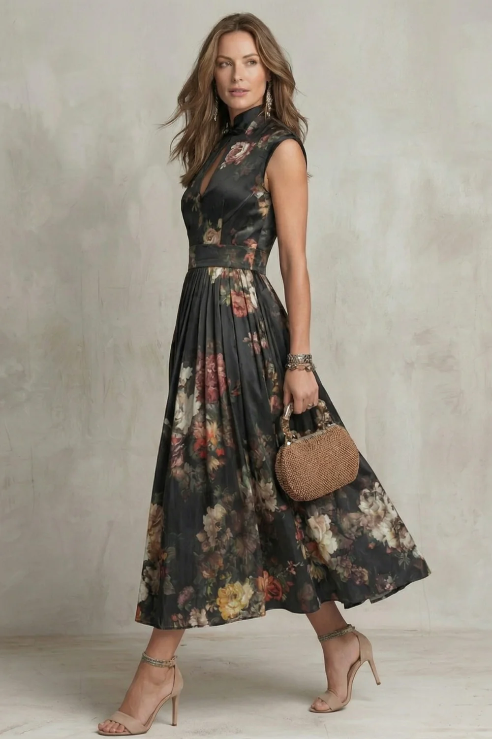 Noirelle – Vintage floral elegance – Midi dress - Image 3