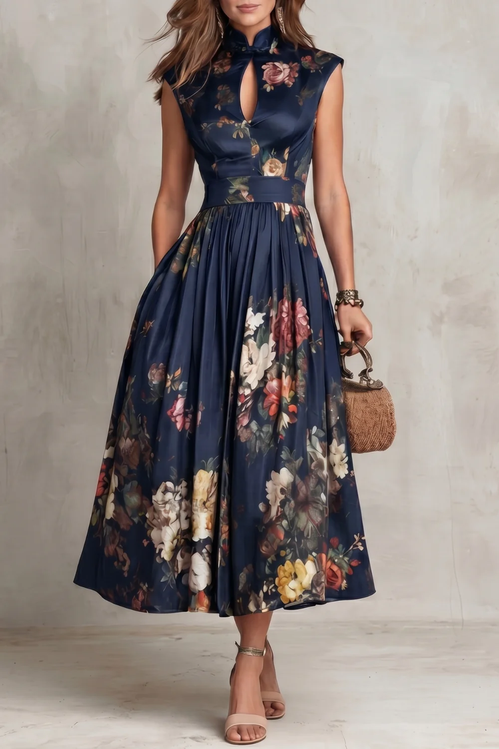 Noirelle – Vintage floral elegance – Midi dress - Image 5