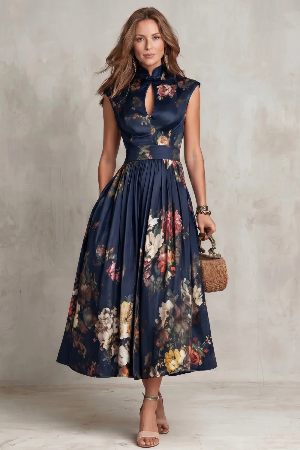 Noirelle – Vintage floral elegance – Midi dress - Image 6
