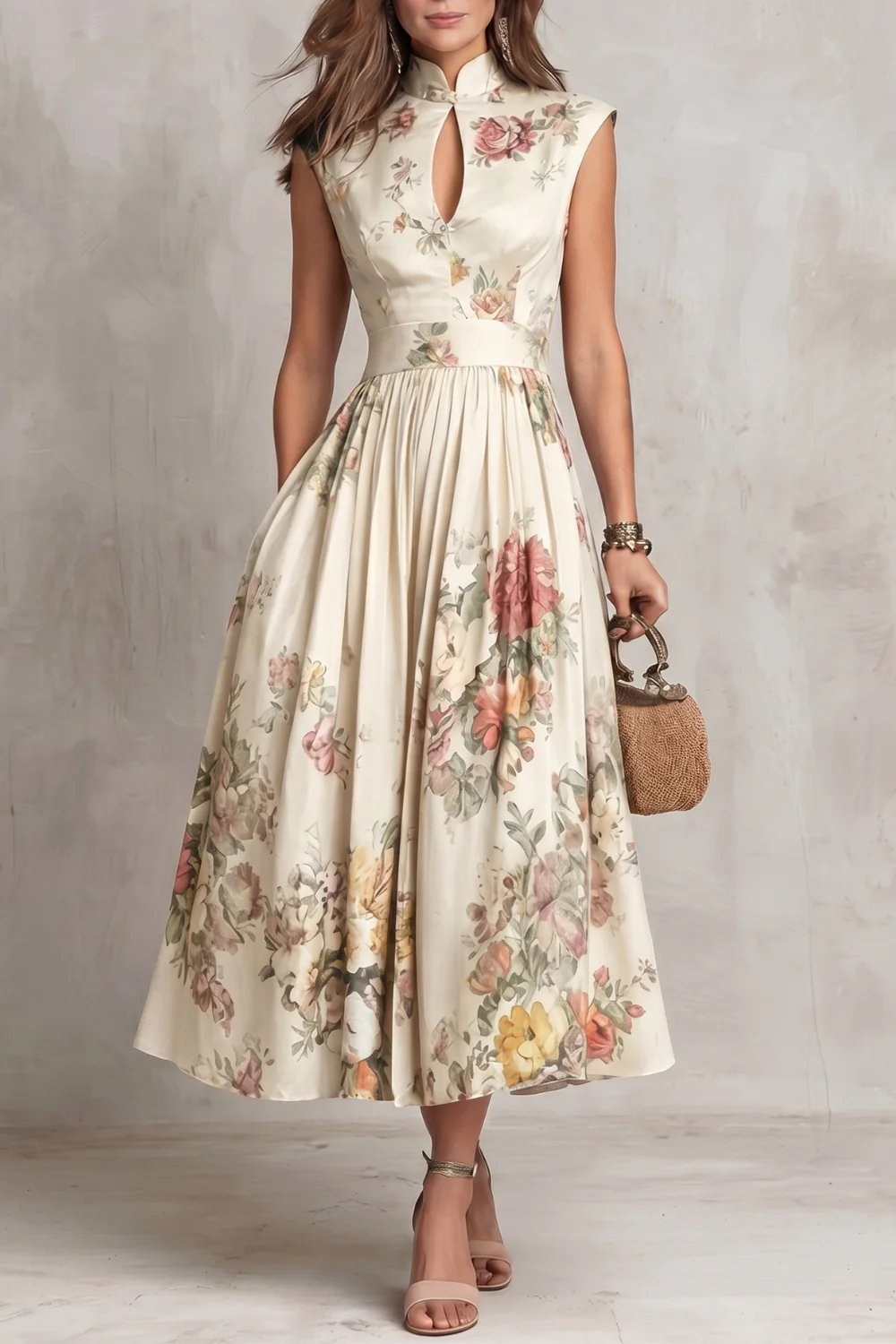 Noirelle – Vintage floral elegance – Midi dress - Image 7