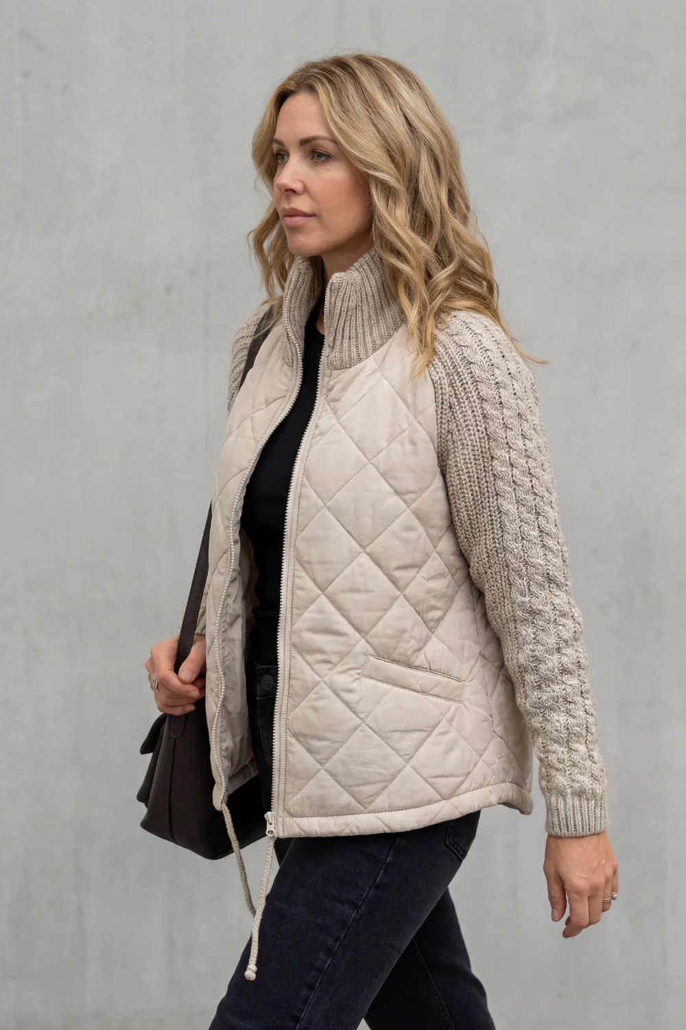 Norcetta – Textured knit detail – Quilted puffer jacket - Image 3