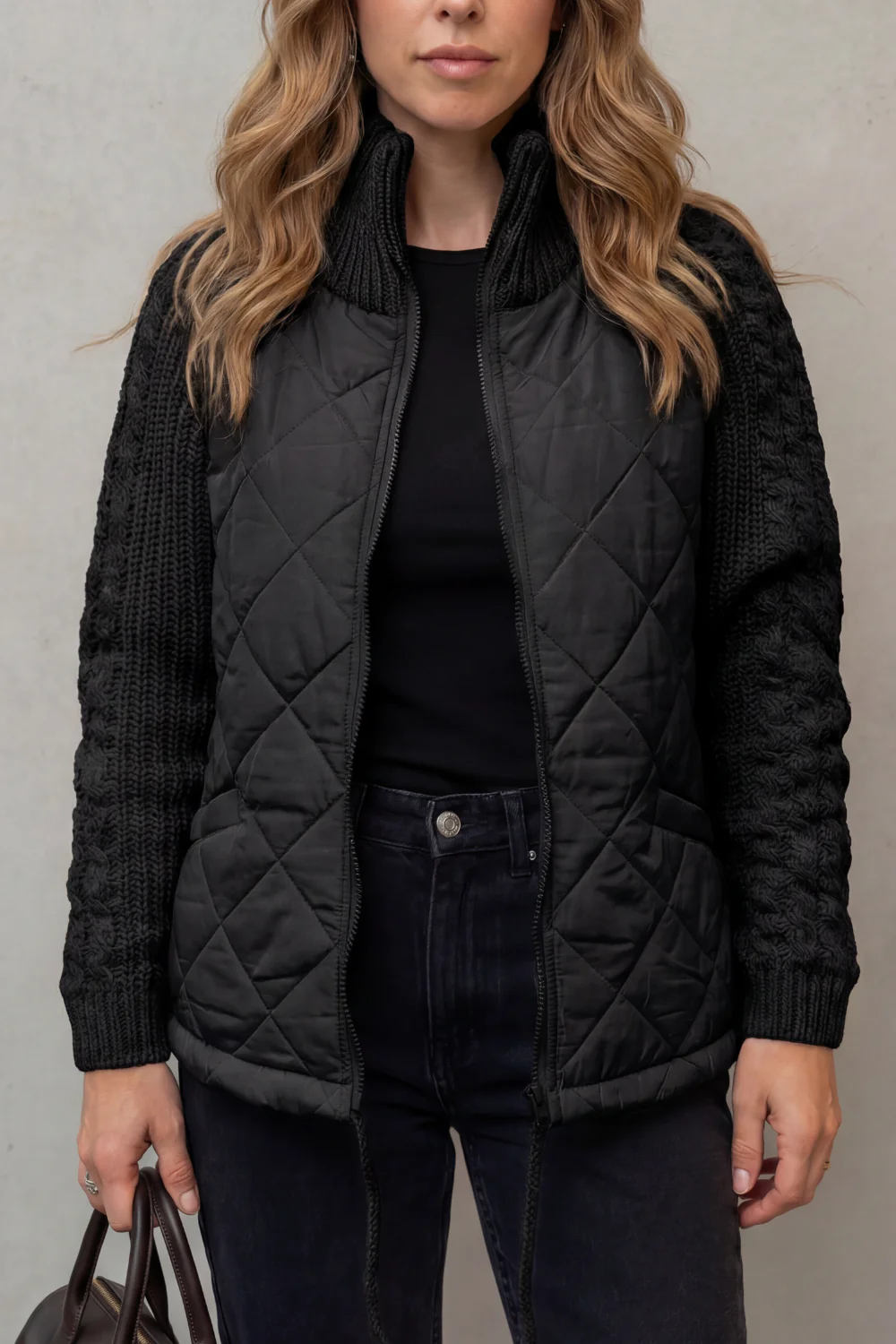Norcetta – Textured knit detail – Quilted puffer jacket - Image 5