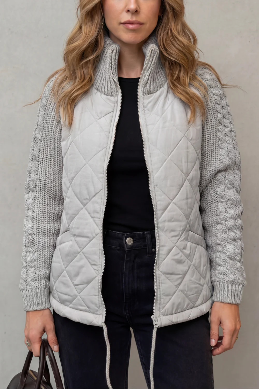 Norcetta – Textured knit detail – Quilted puffer jacket - Image 6