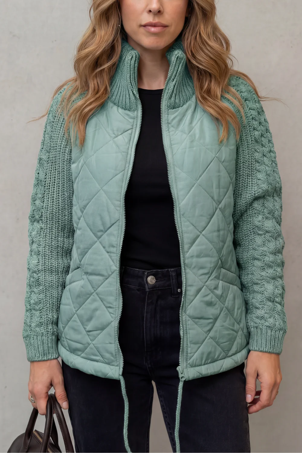 Norcetta – Textured knit detail – Quilted puffer jacket - Image 7