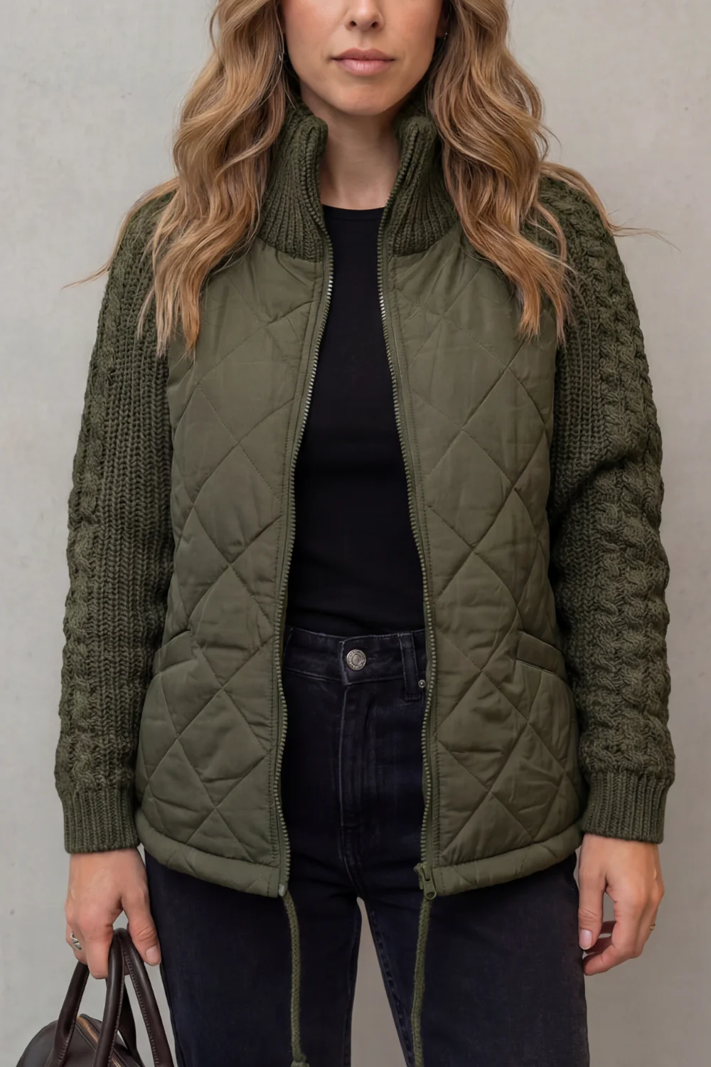 Norcetta – Textured knit detail – Quilted puffer jacket - Image 8