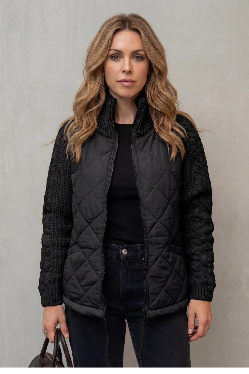 Norcetta – Textured knit detail – Quilted puffer jacket - Image 9