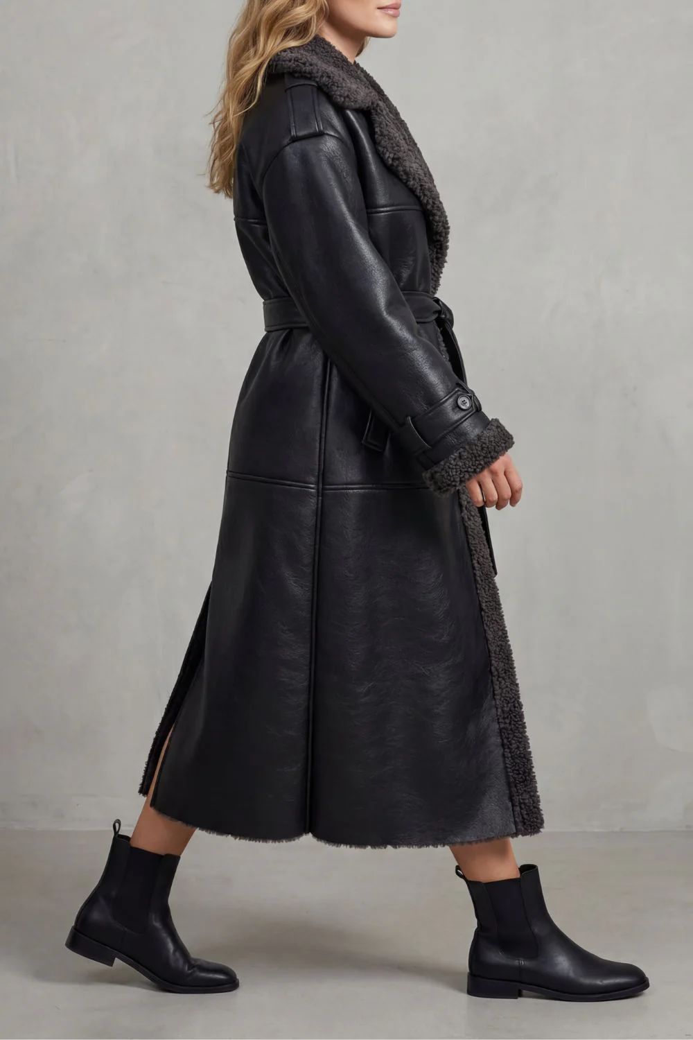 Ravienne – Oversized belted warmth – Shearling coat - Image 3