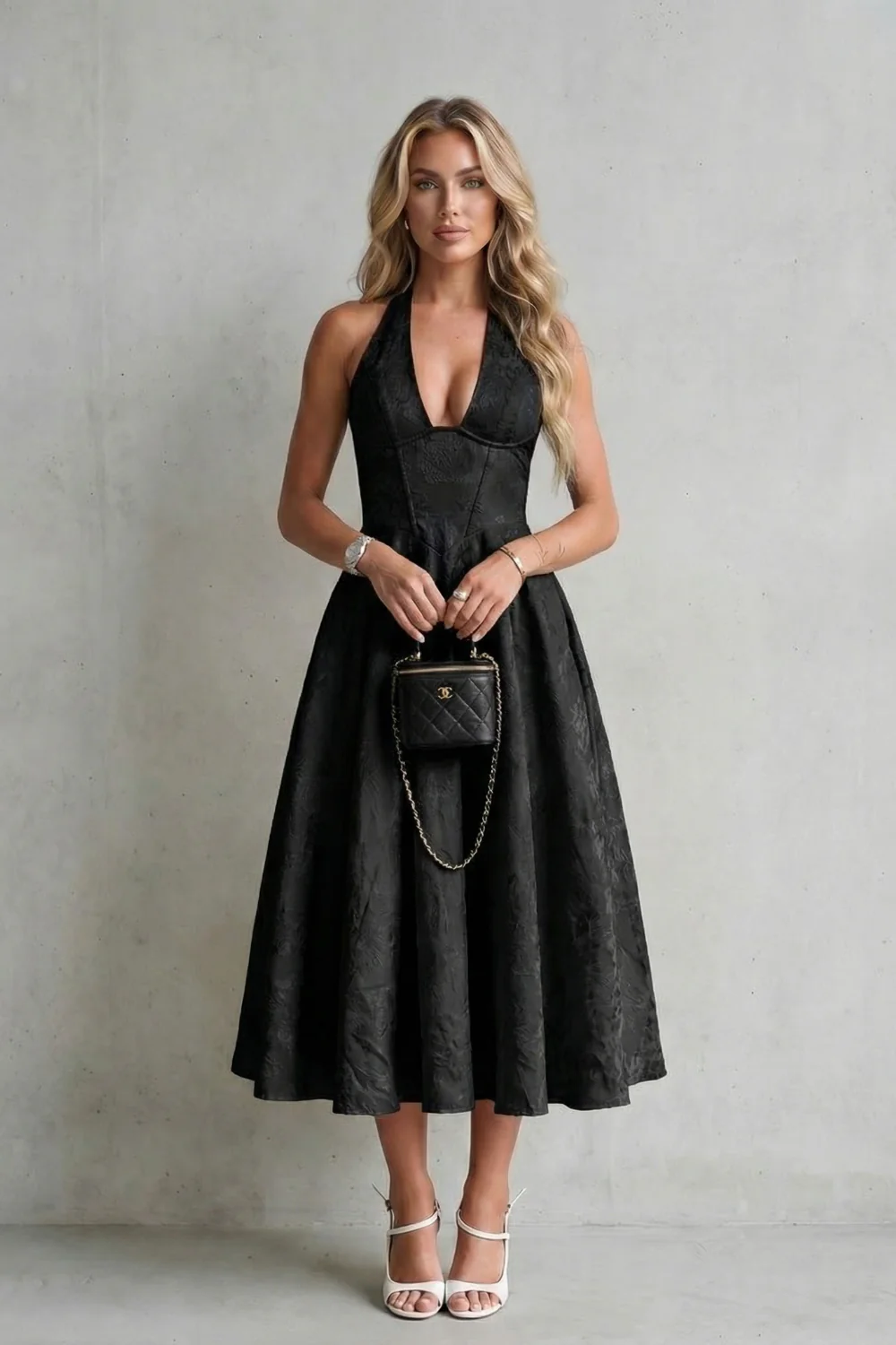 Rosalune – Halter floral elegance – Midi dress - Image 10