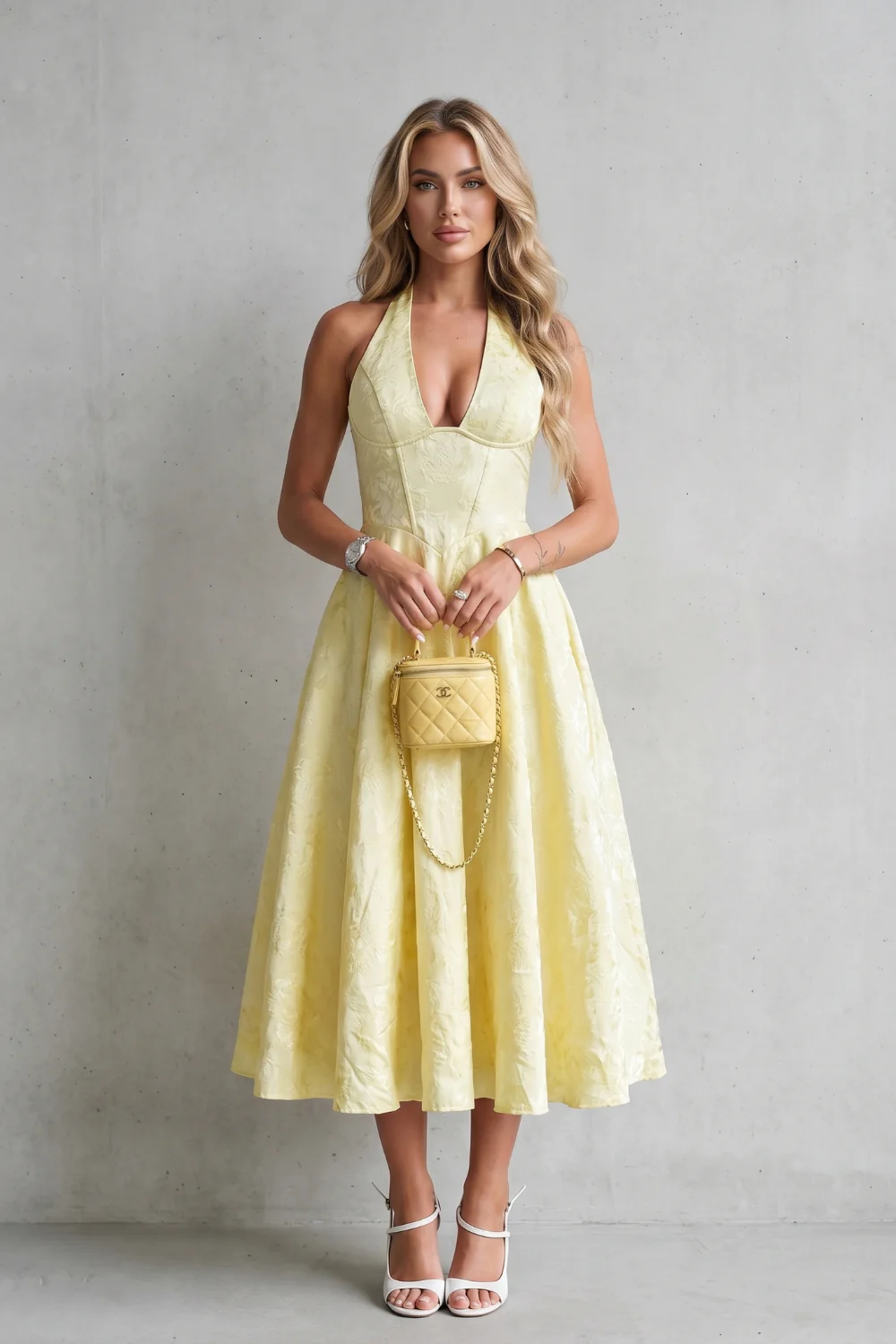 Rosalune – Halter floral elegance – Midi dress - Image 2