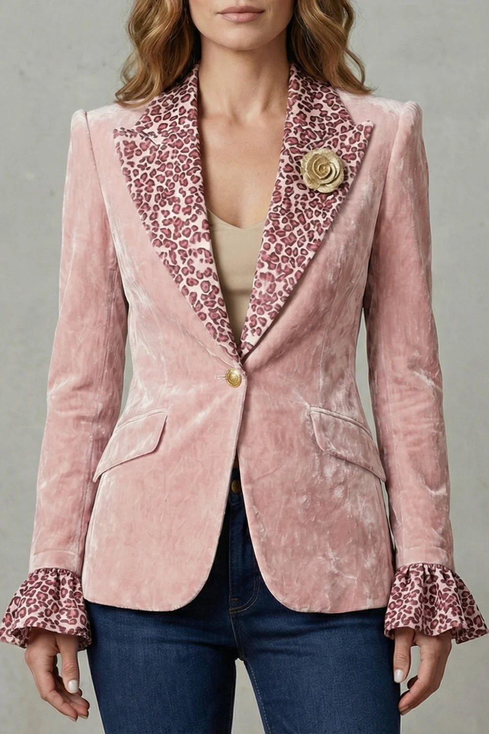 Rosavienne – Printed lapel statement – Velvet blazer - Image 5