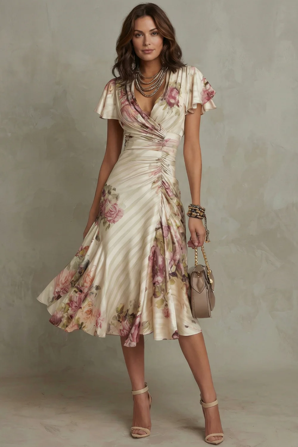 Rosavienne – Vintage satin romance – Midi dress - Image 2