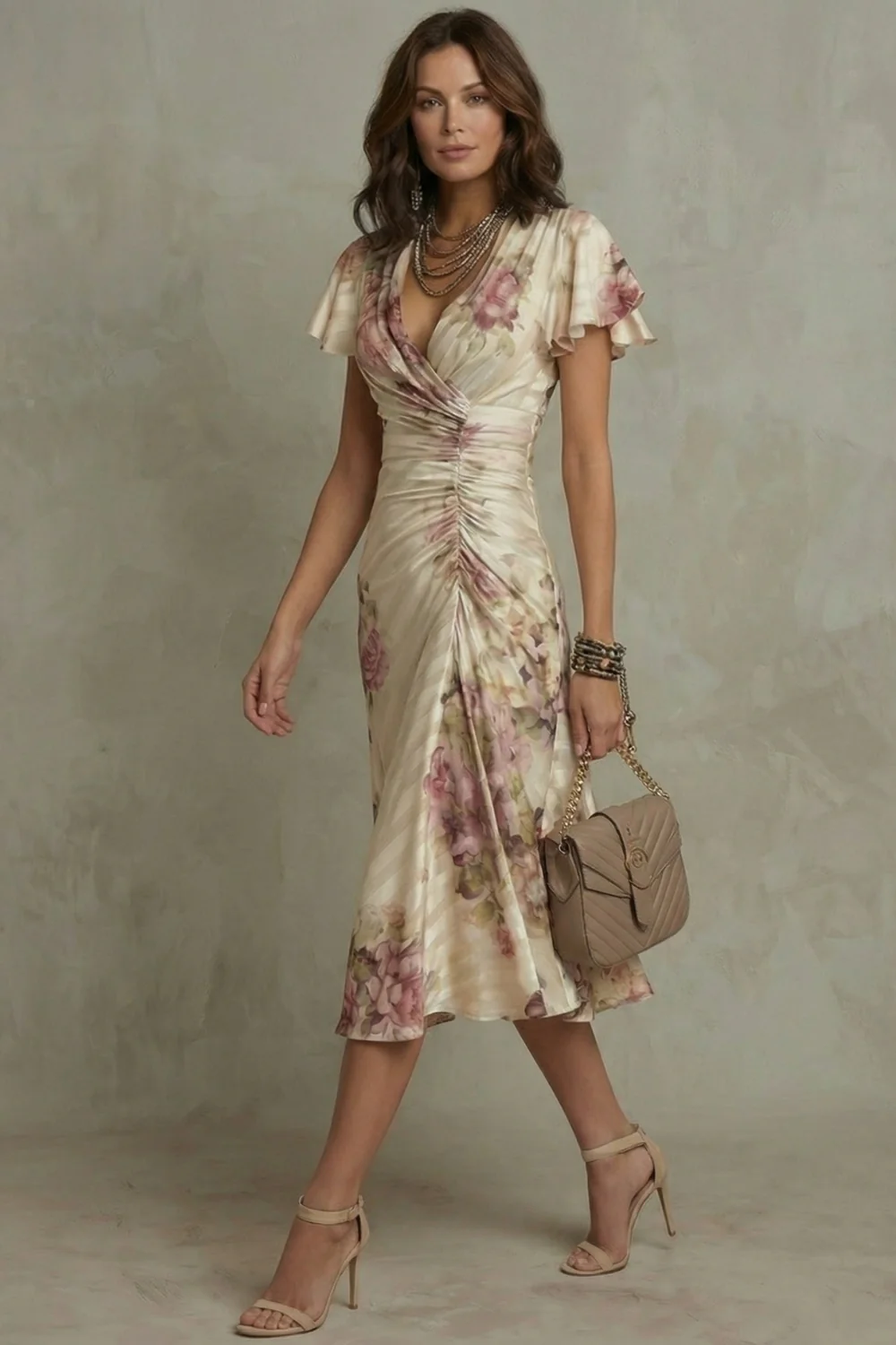 Rosavienne – Vintage satin romance – Midi dress - Image 3