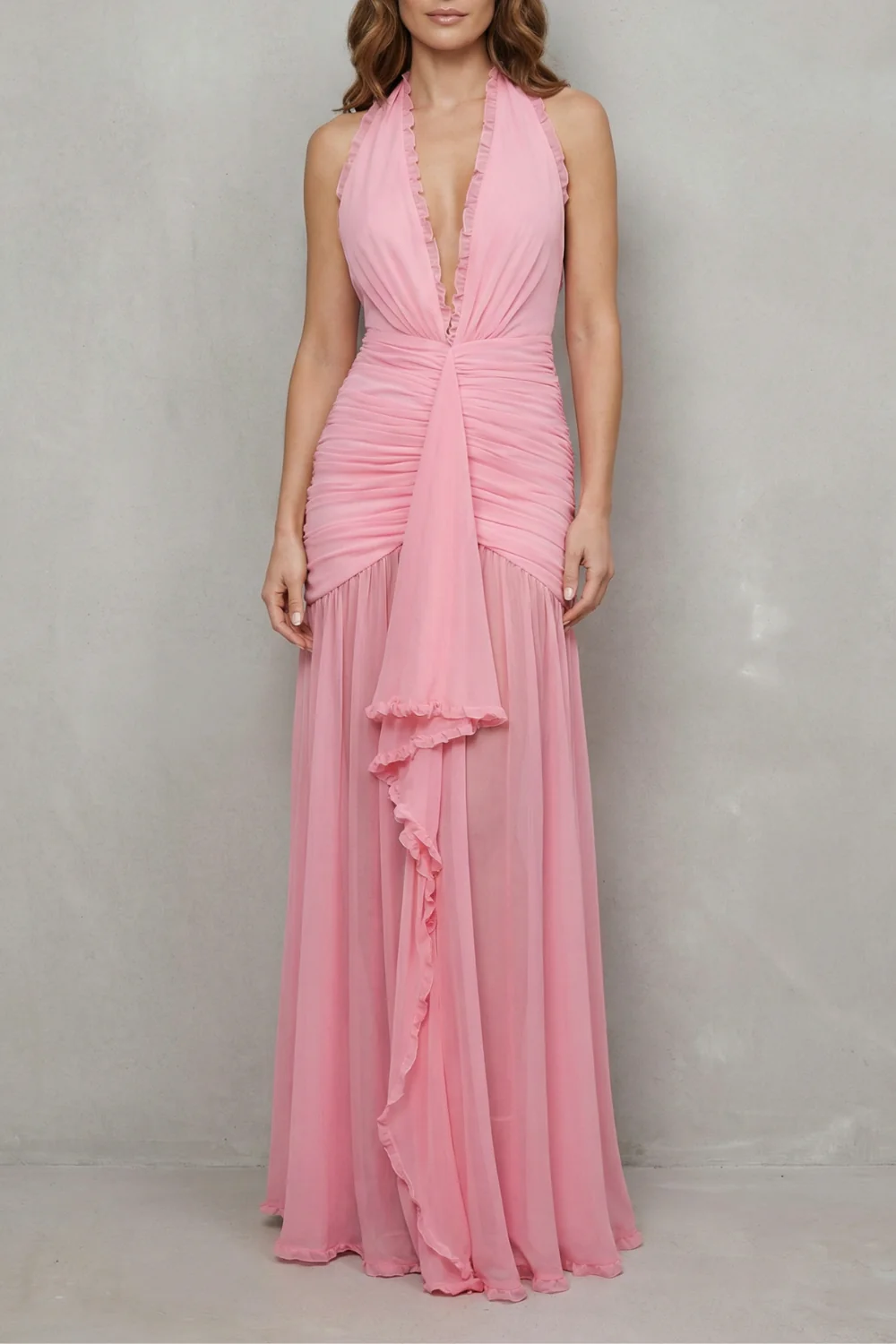 Roselisse – Pleated mesh elegance – Maxi dress