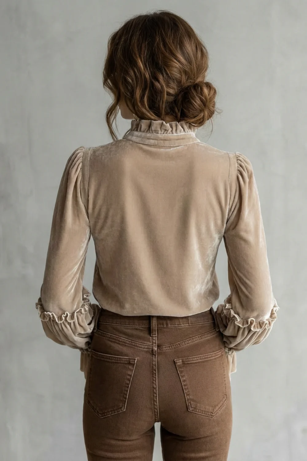 Roselune – Lace-Trimmed Embroidered Velvet Blouse – Romantic Floral Statement Top - Image 4
