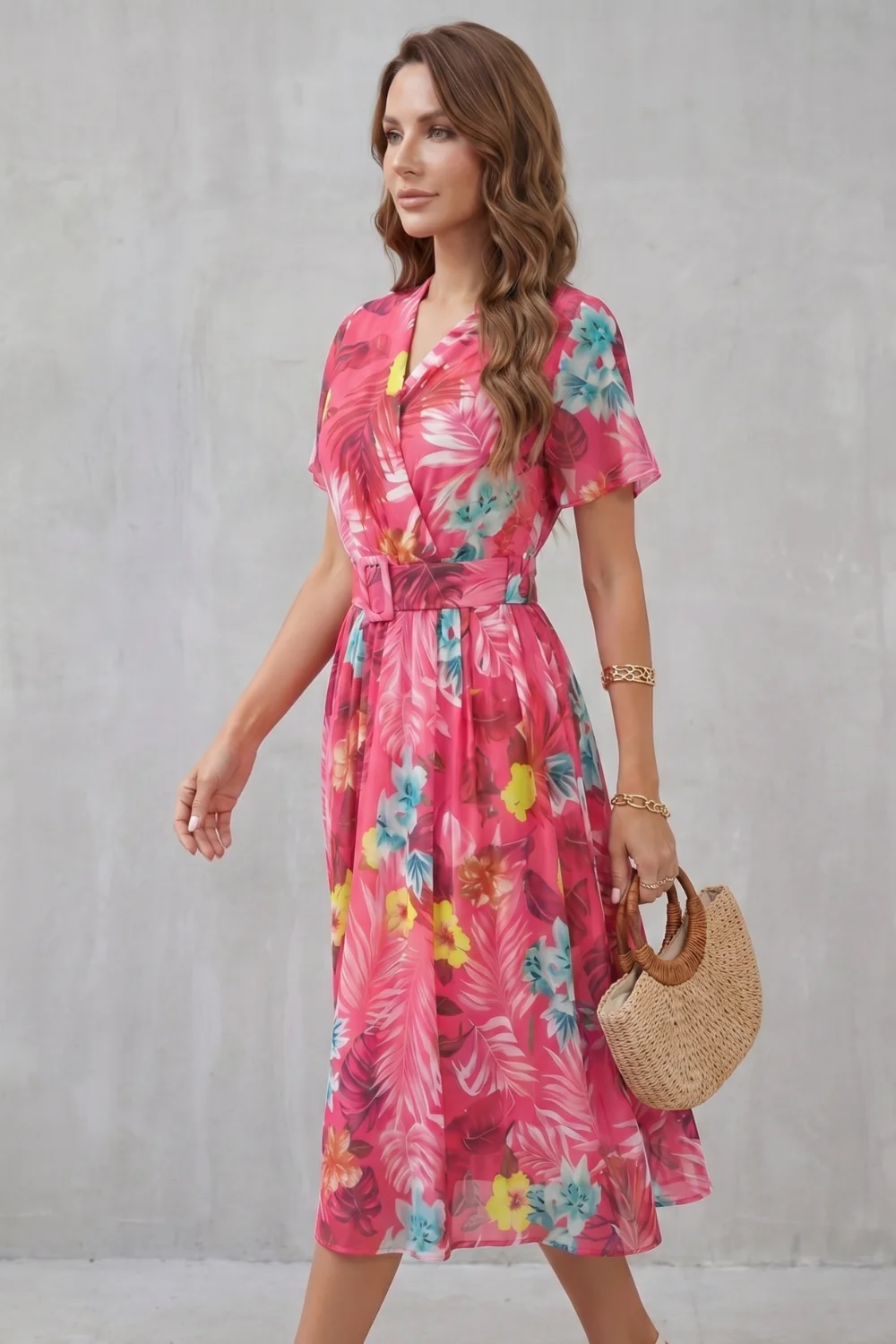 Rosévara – Tropical floral charm – Midi dress - Image 3