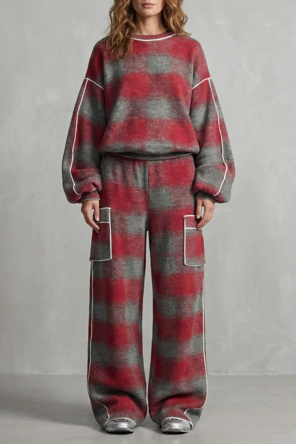 Rovienne – Distressed plaid street style – Two piece set