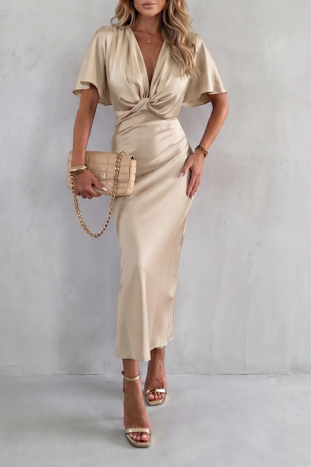 Satinéa – Knot waist elegance – Midi dress - Image 9